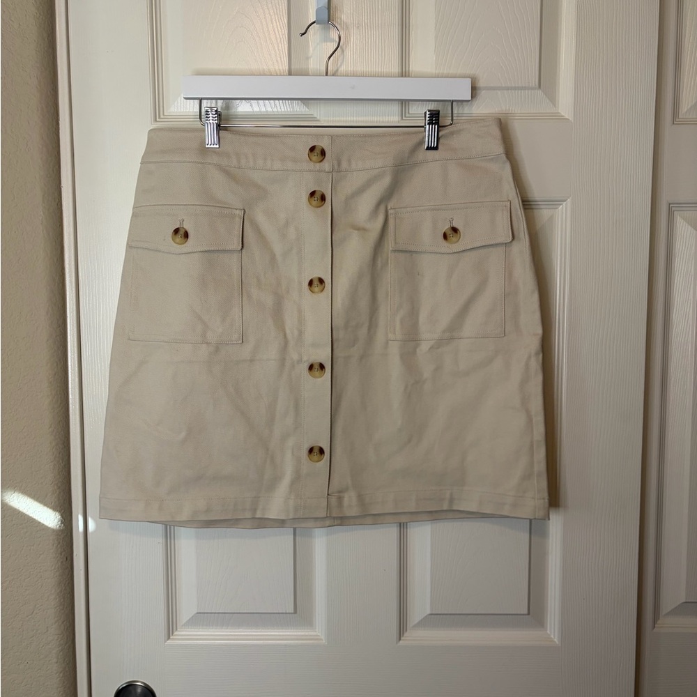 Women’s LOFT Outlet Khaki Mini Skirt with Button Details | 14 NWT